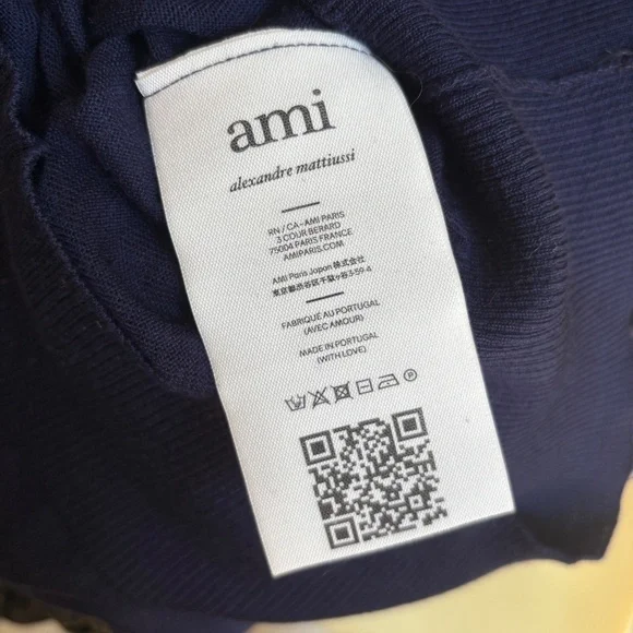 Ami Alexandre Mattiussi Navy Blue Grey Red Men’s Argyle Wool Sweater NWT Size L